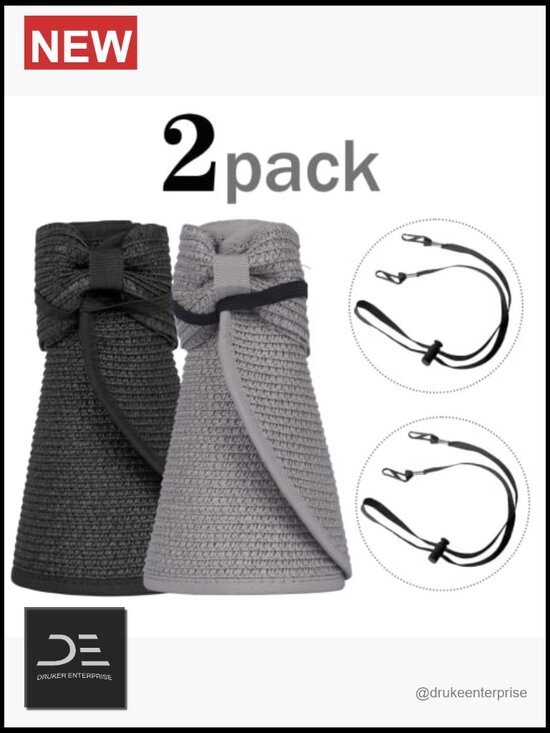Foldable Straw Sun Visor Hat with Wide Brim, Adjustable Size, UPF 50+ Protection main image 6